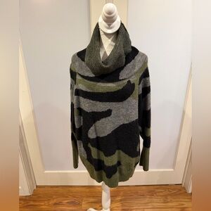 Camouflage Cowl Neck Sweater